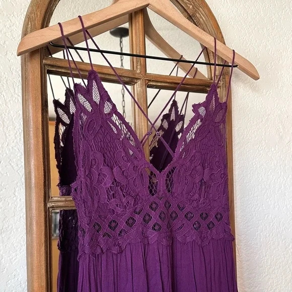 Free People FP One Purple Crochet Lace Maxi Dress Boho Festival Small - Picture 3 of 10